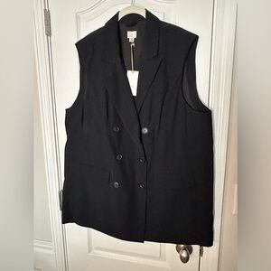 A New Day Black Button Front Vest Size XXL